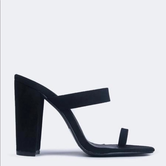 Black Slide On Toe Mules - Picture 4 of 5